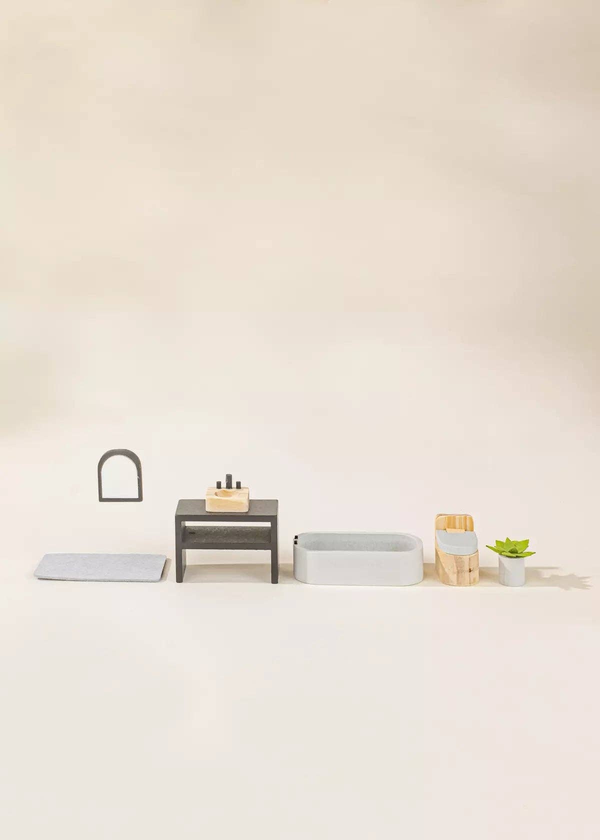 Wooden Doll House Bathroom Furniture (6pcs)