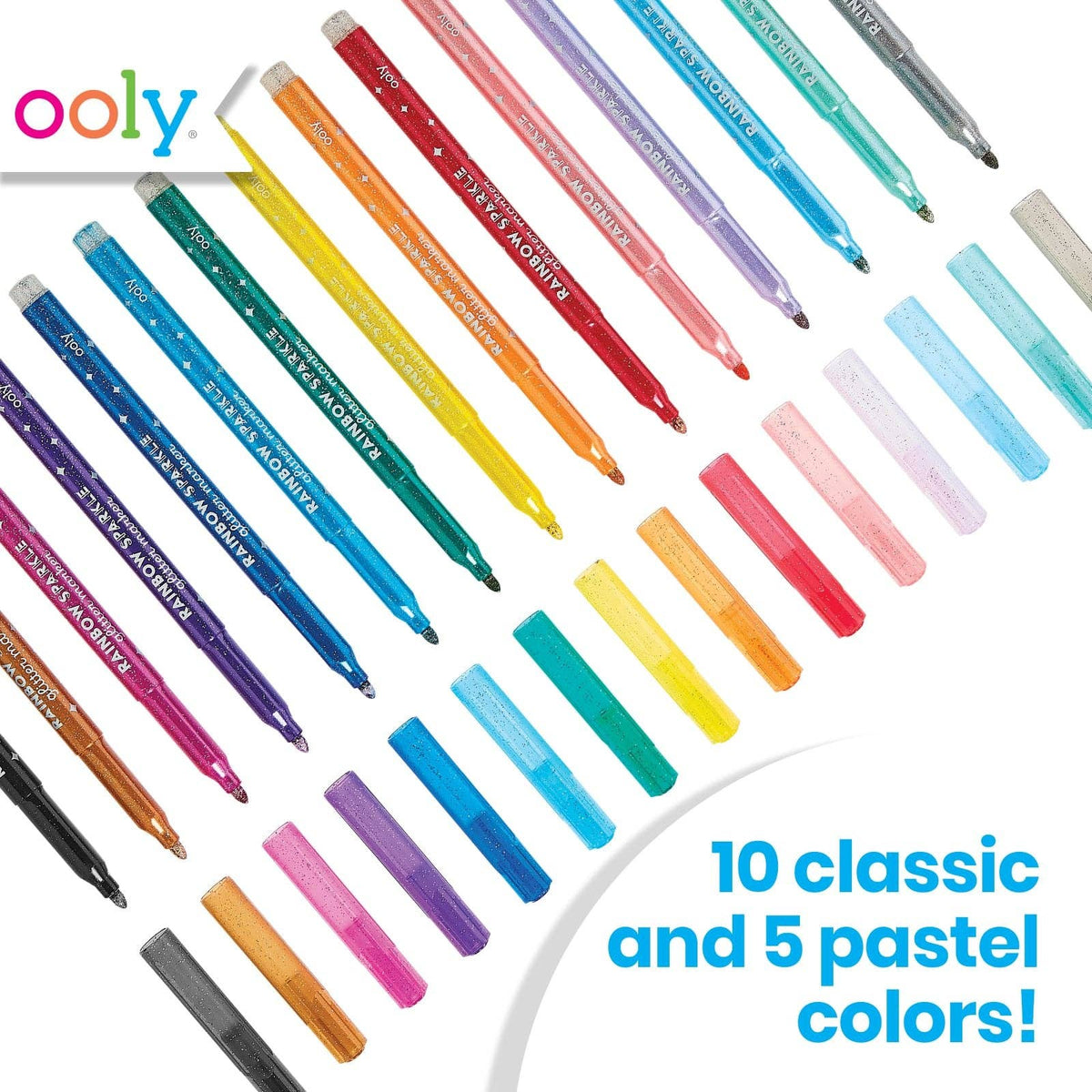 Rainbow Sparkle Glitter Markers - Set of 15