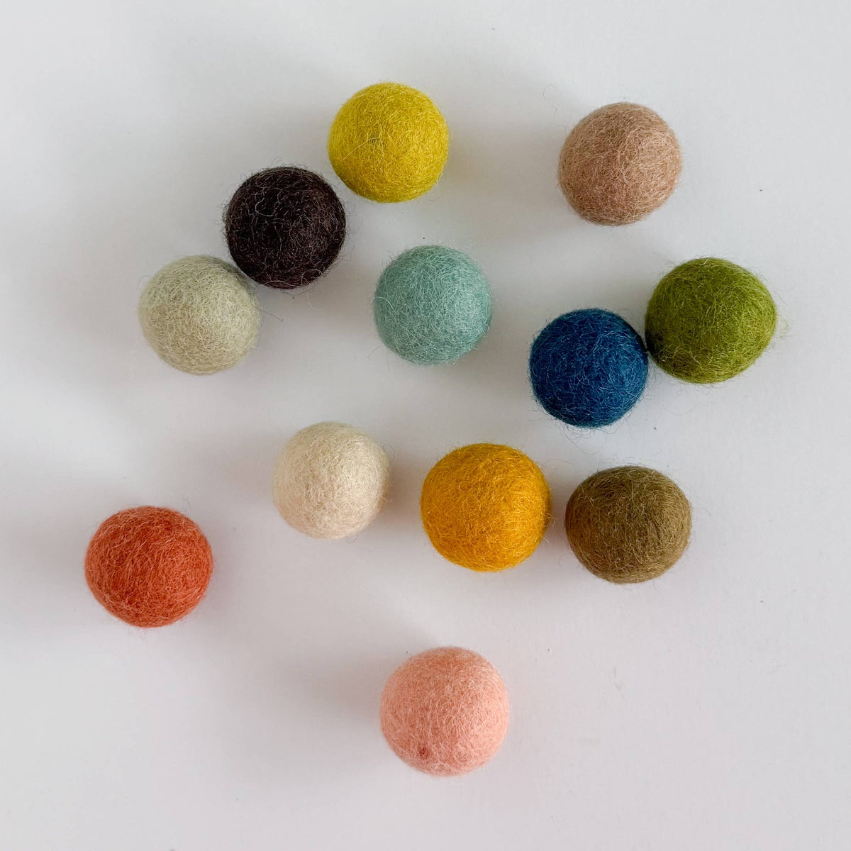 12 Felt Balls - Muted Rainbow Slingshot Refill - Crafts