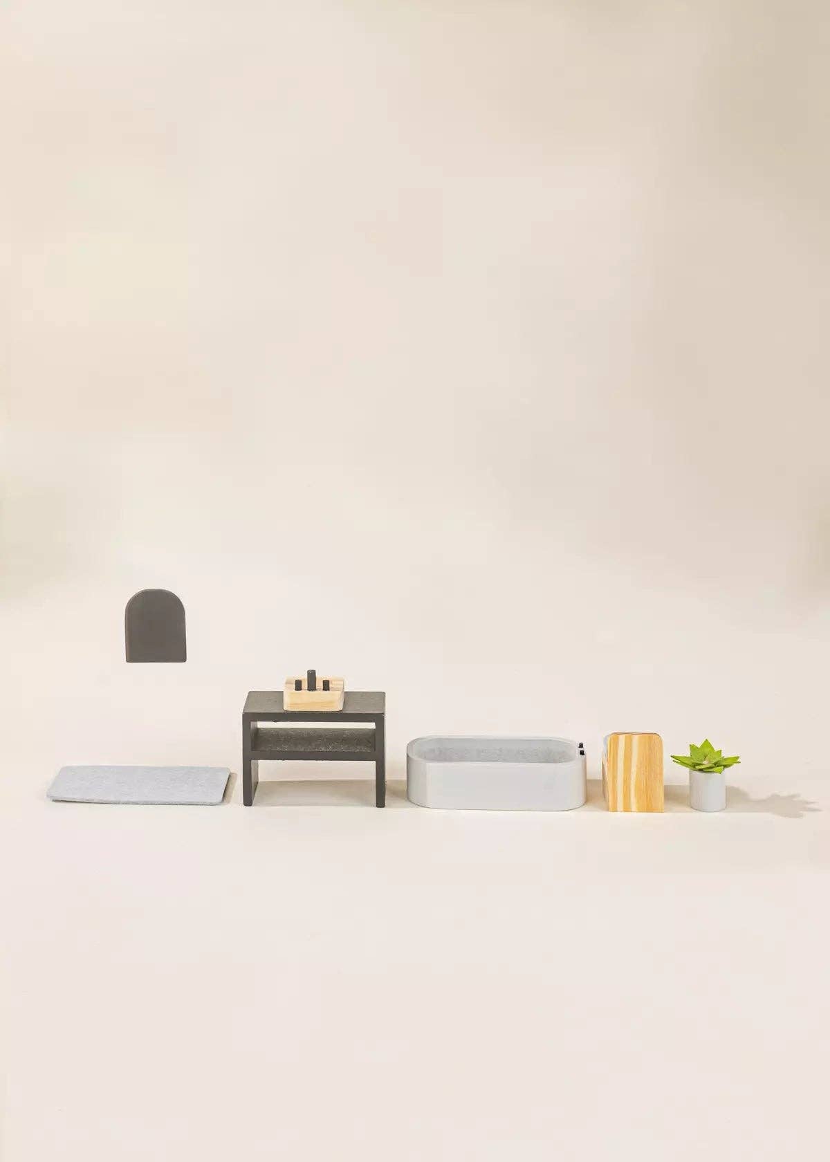 Wooden Doll House Bathroom Furniture (6pcs)