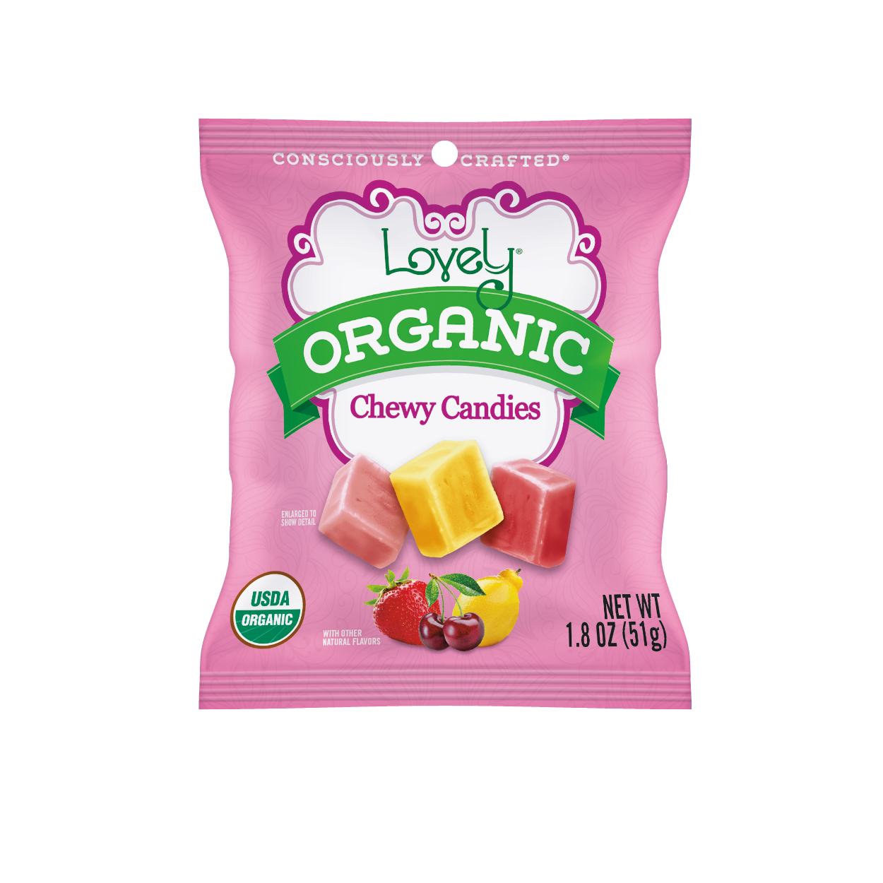 Organic Chewy Candies 1.8oz Single Serve Bags - 24 Pack