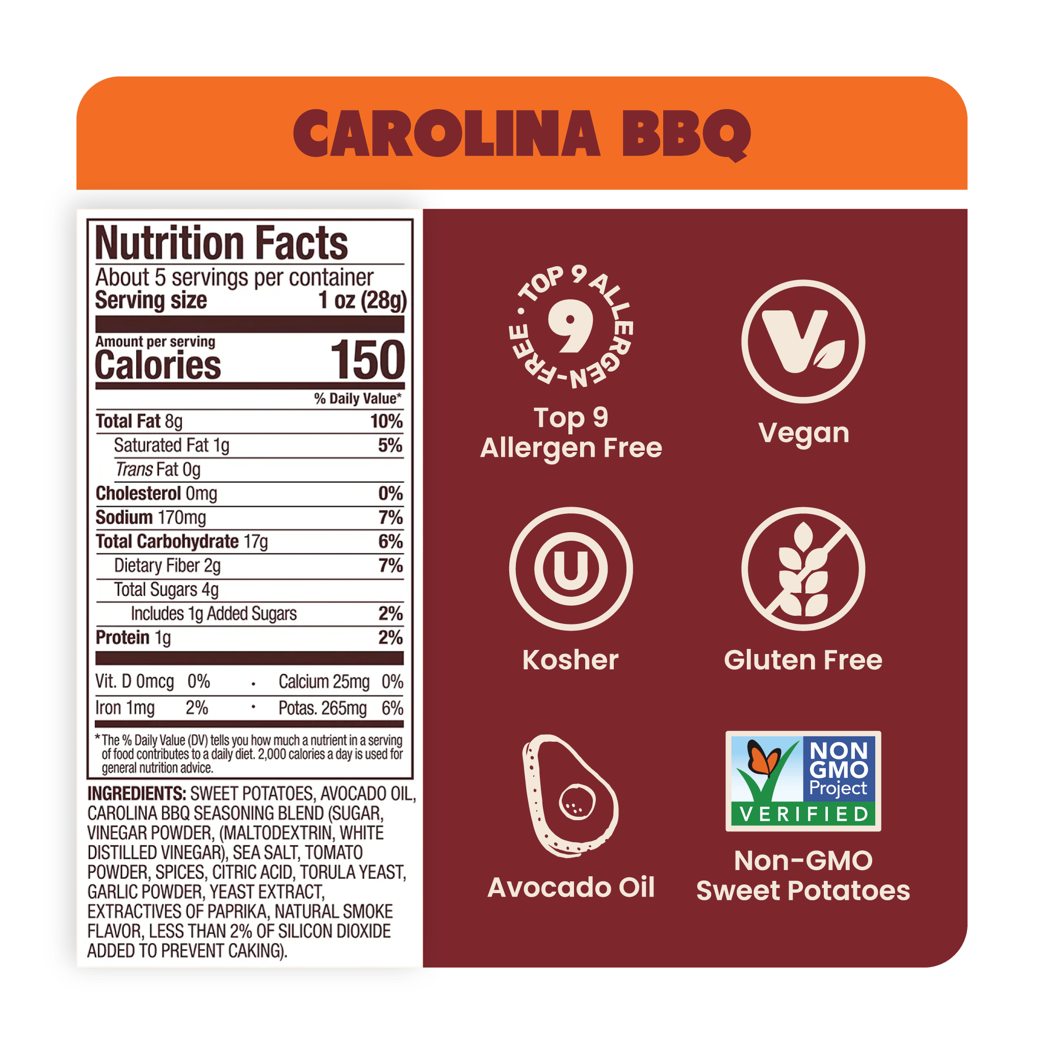 Variety Pack Sweet Potato Chips in Avocado Oil 5oz (Pack of 8)