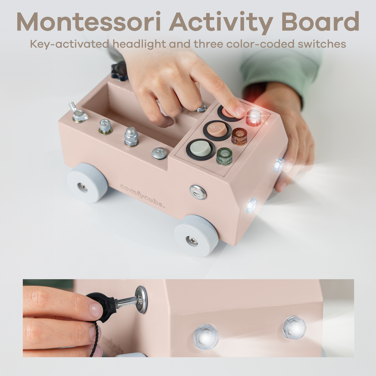 Busy Board Truck Toy Set with LED Light Switch for Kids 3+