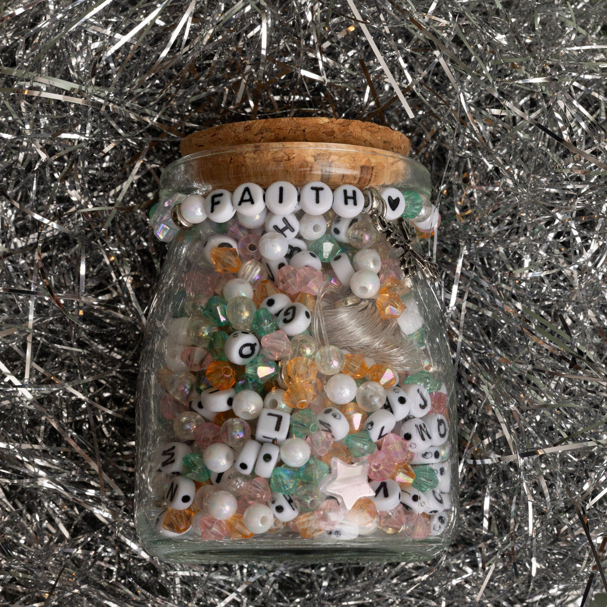 Faith Letter Bead Custom Word Jewelry DIY Jar