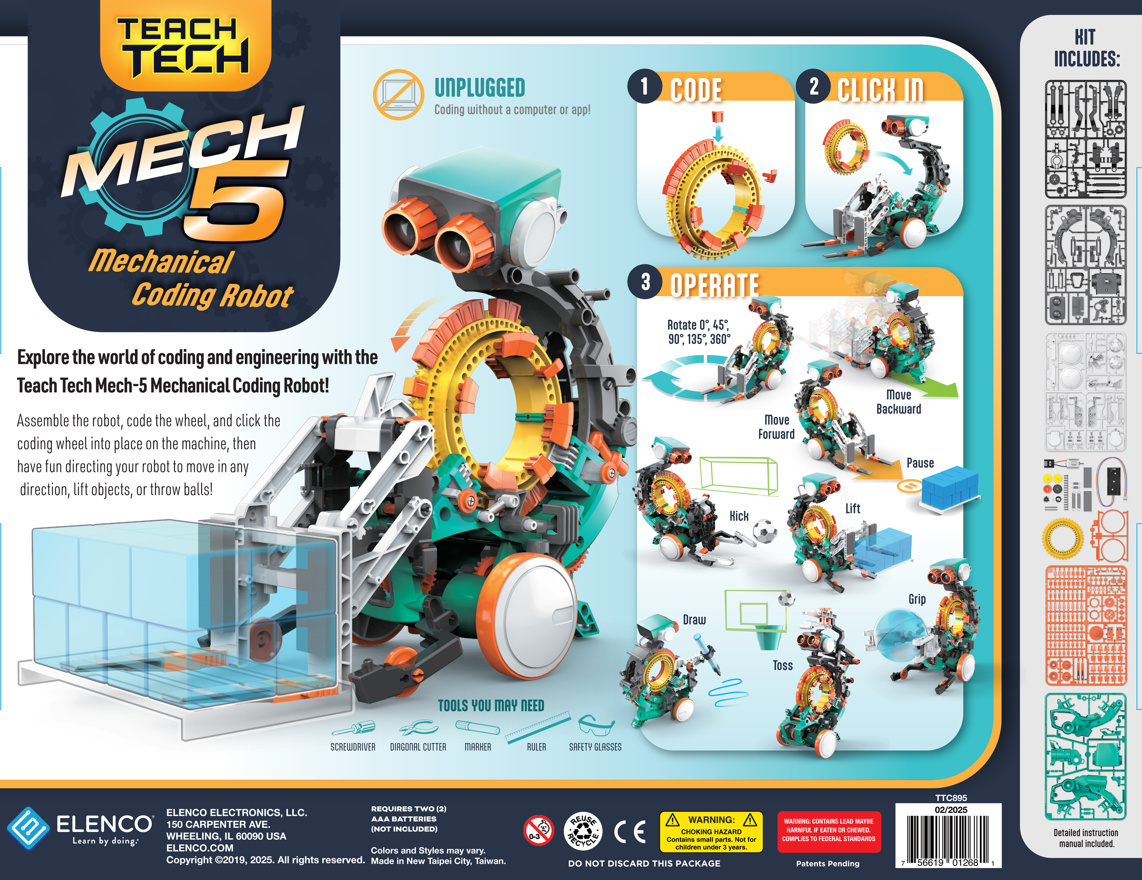 Teach Tech Mech 5, Mechanical Coding Robot Kit