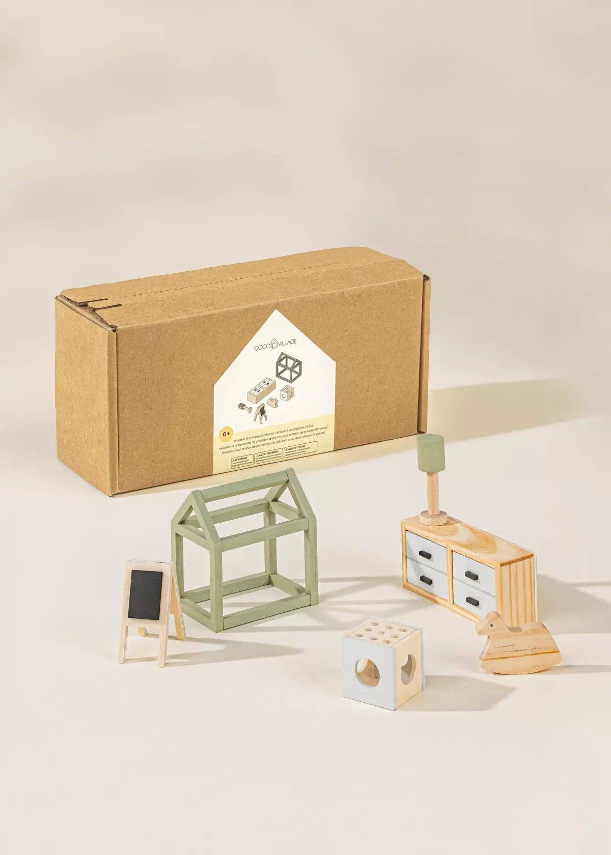 Wooden Doll House Kids Room Furniture (7pcs)