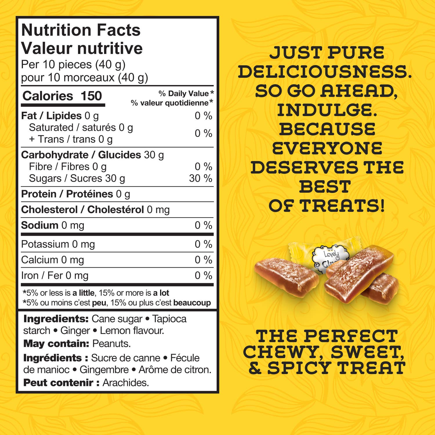 Lemon Ginger Chews Candy - Gluten Free, Vegan, Non-GMO