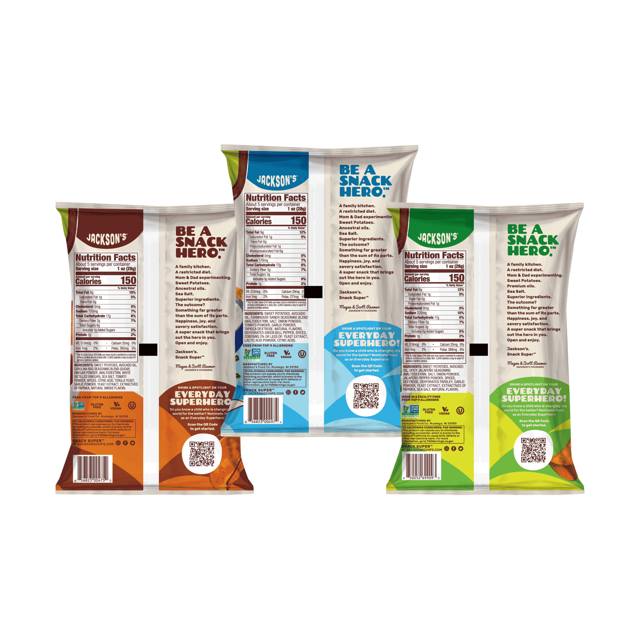 Variety Pack Sweet Potato Chips in Avocado Oil 5oz (Pack of 8)