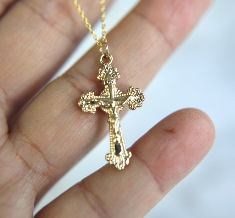14k Gold Crucifix Necklace
