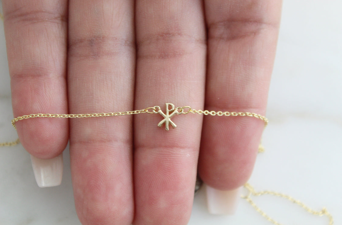 14K Gold Chi Rho Necklace