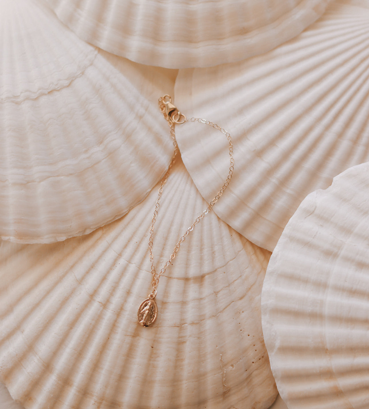 14K Gold Dainty Miraculous Medal Bracelet