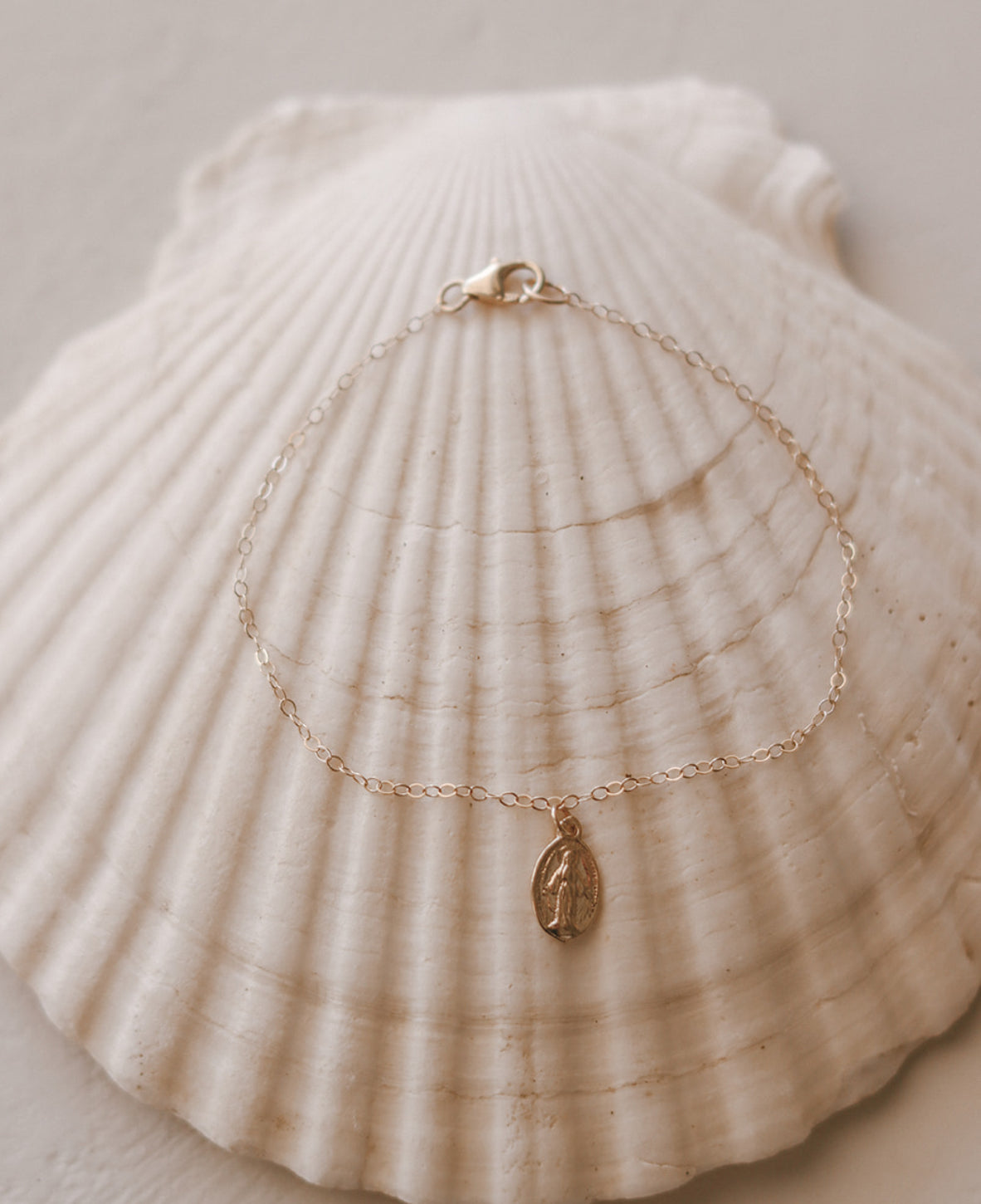 14K Gold Dainty Miraculous Medal Bracelet