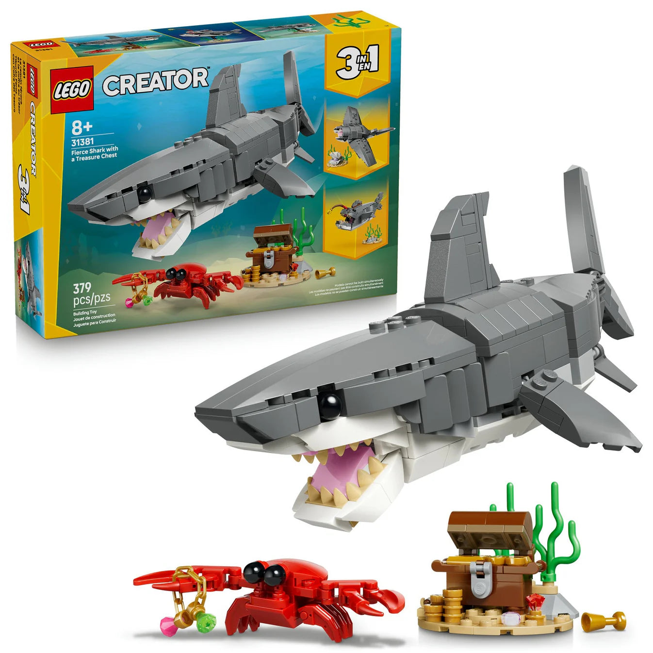 LEGO® Creator 3 in 1 Fierce Shark with a Treasure Chest (31381)