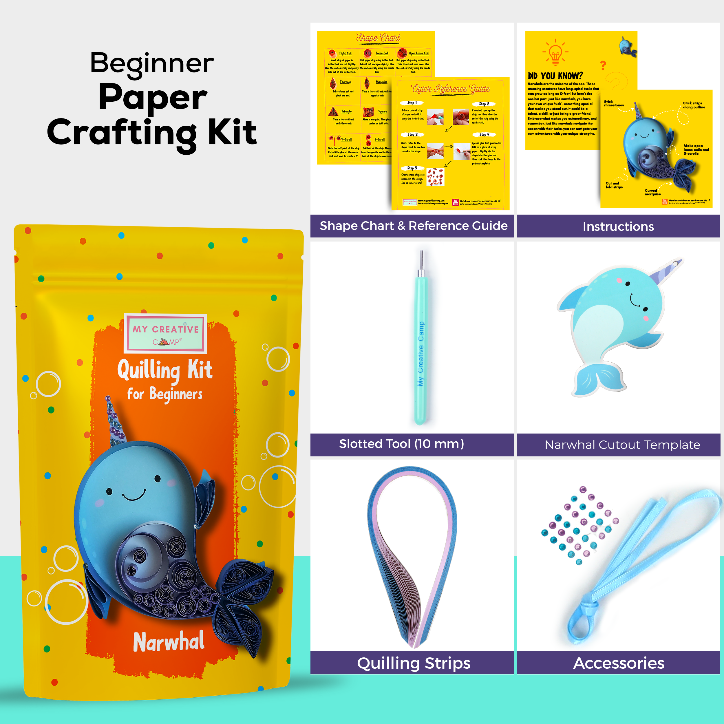 Narwhal Quilling Paper Craft Kit