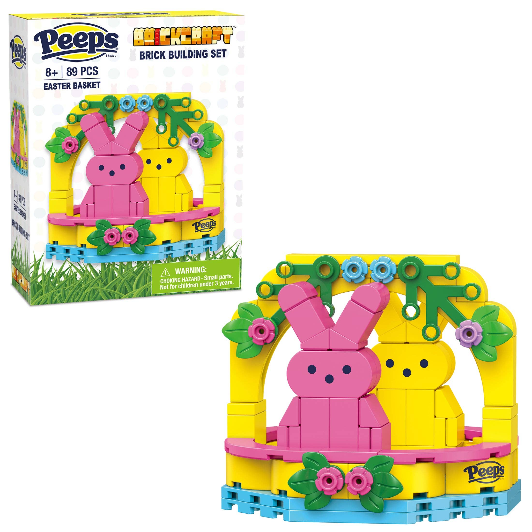 Peeps Easter Basket Pink and Yellow Brick Building Set