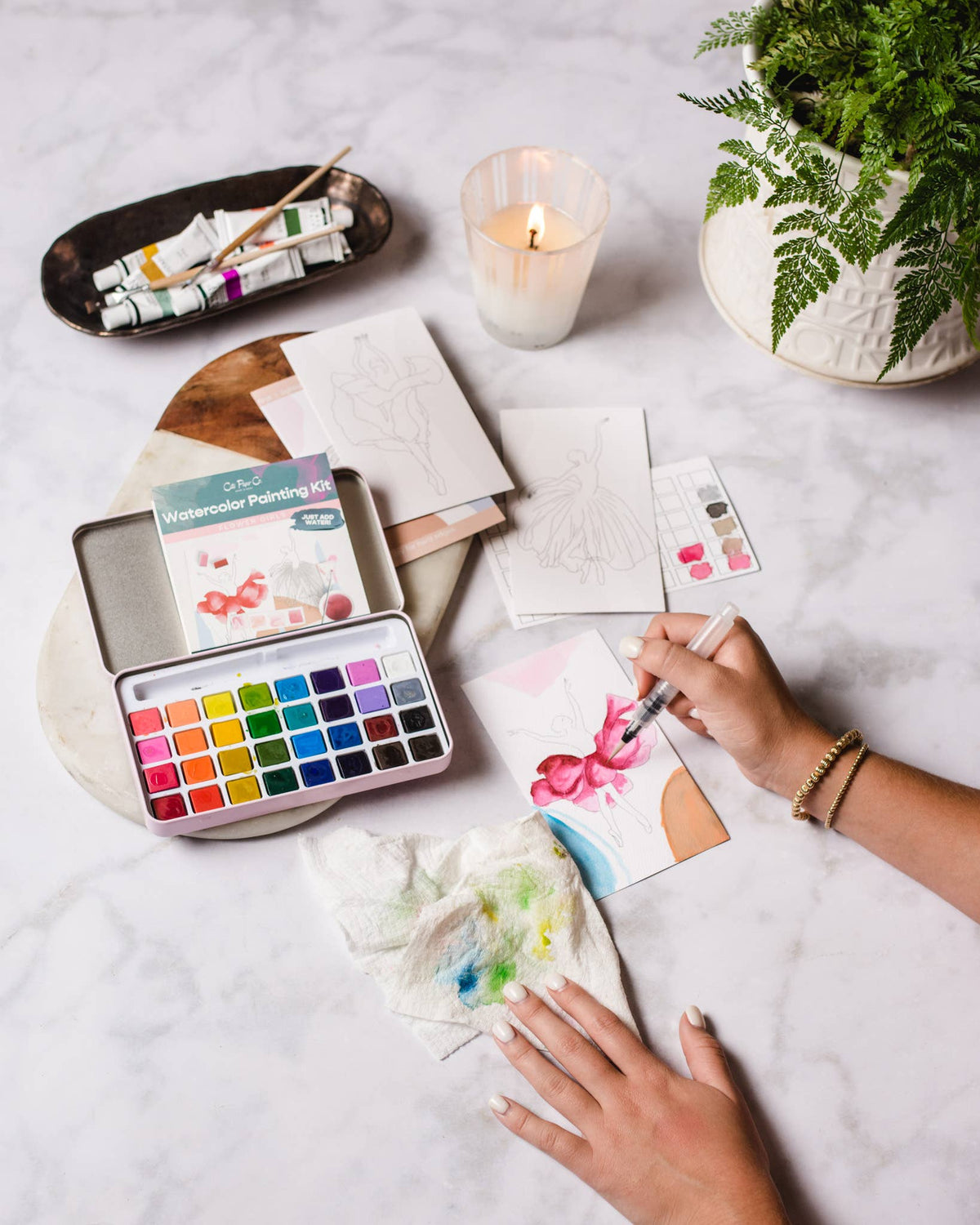 Retro Christmas watercolor painting kit