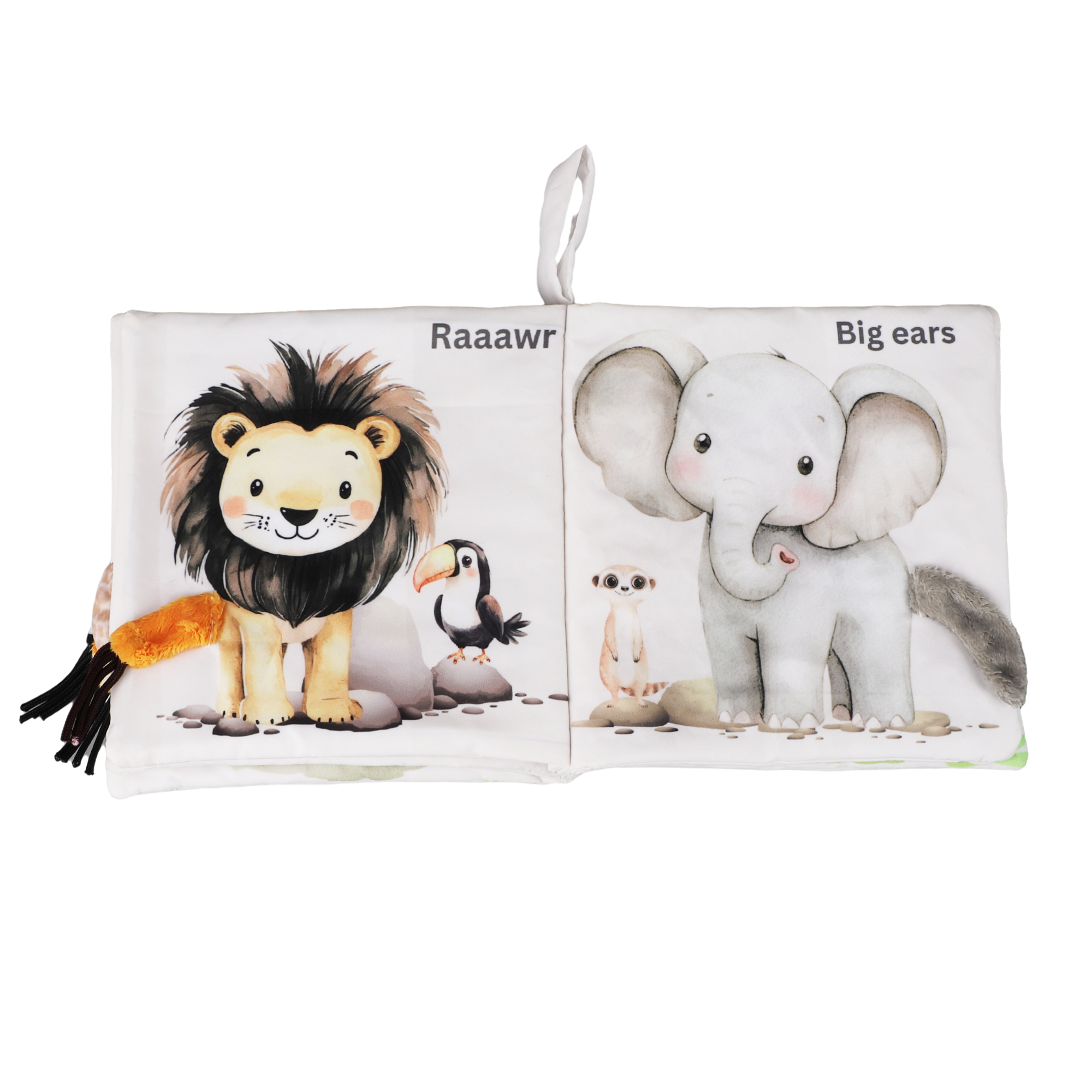 Safari Friends Tails 10-Page Soft Crinkle Cloth Baby Book