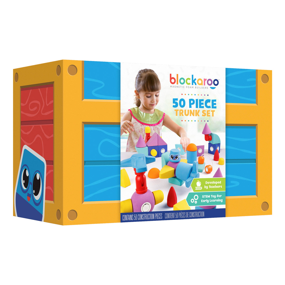 Blockaroo Magnetic Foam Blocks, 50-Pc Trunk Set, Ages 3+