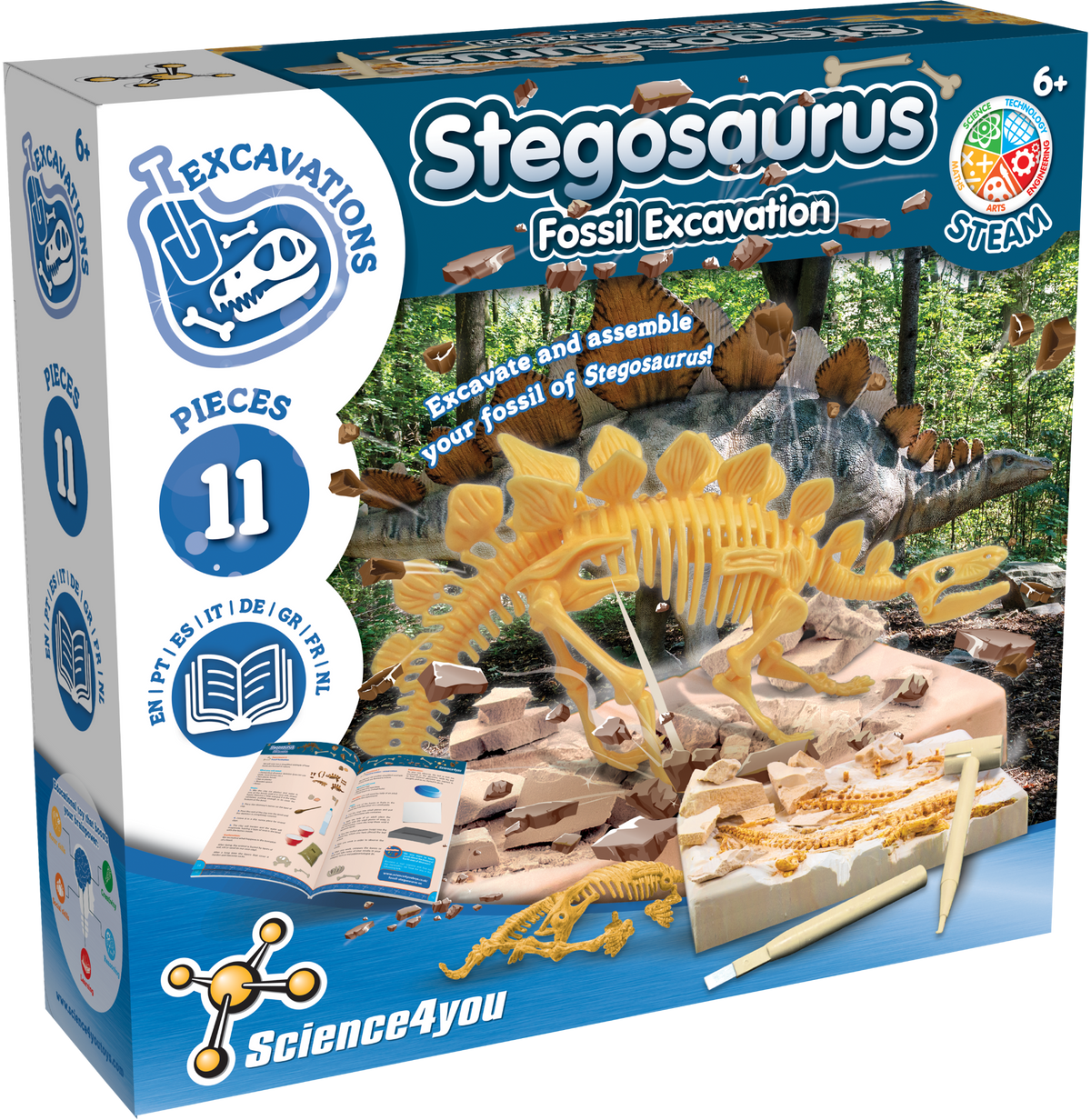 Stegosaurus Fossil Excavation - Toy for Kids (8 Languages)