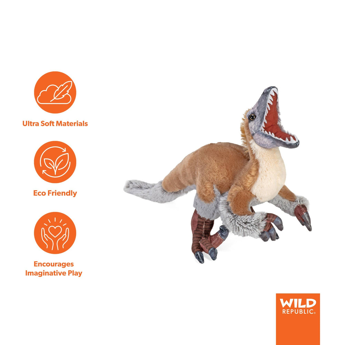 Artist-Dino Velociraptor Stuffed Animal 15"