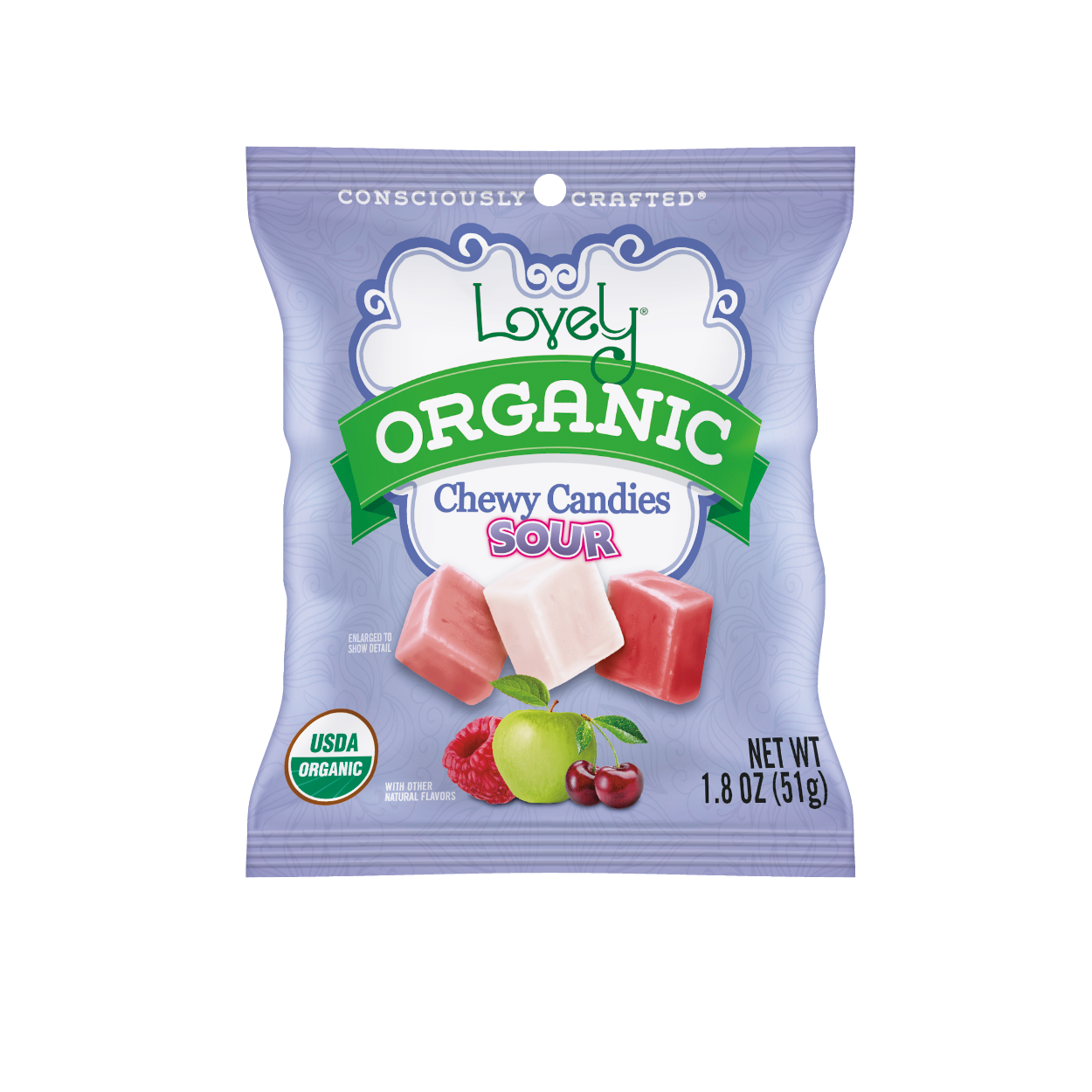 Organic Sour Chewy Candies 1.8oz Single Serve Bags - 24 Pack
