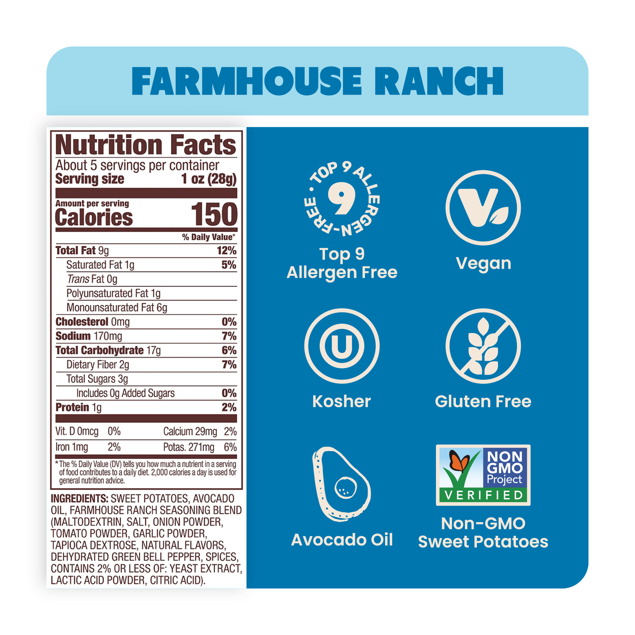 Variety Pack Sweet Potato Chips in Avocado Oil 5oz (Pack of 8)