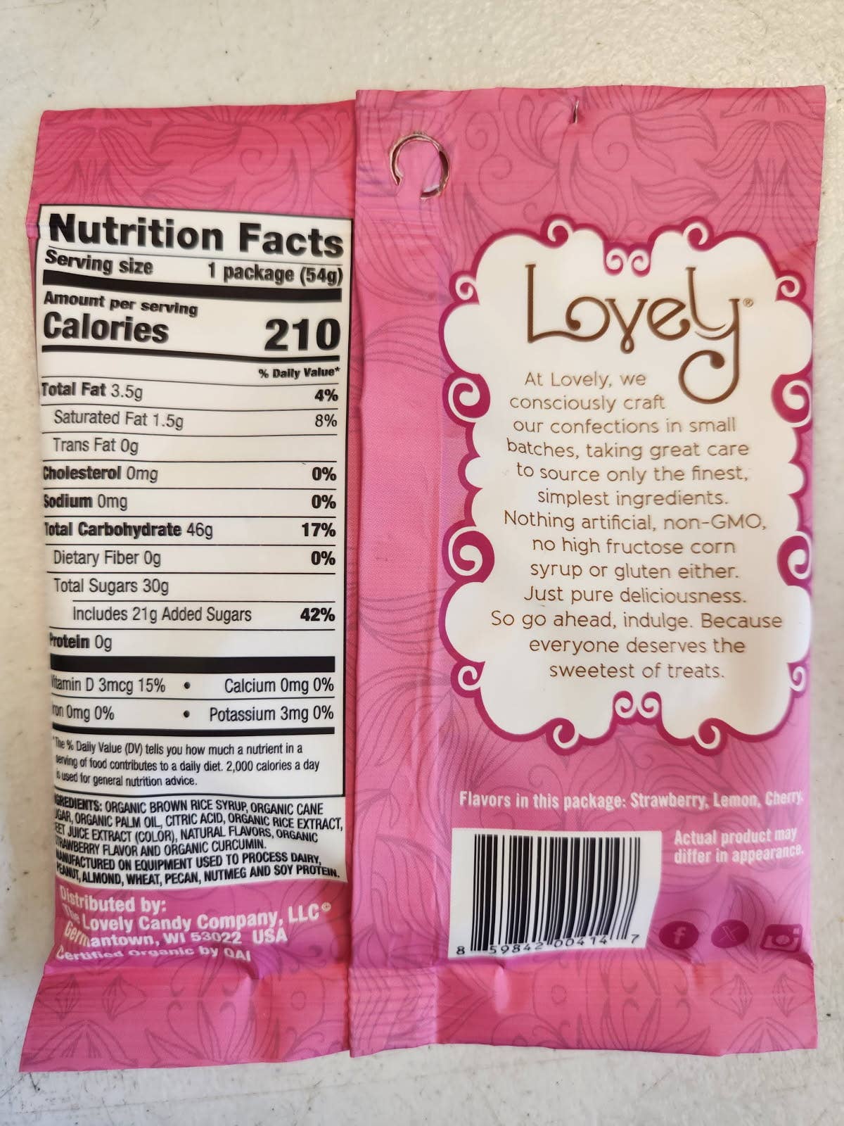 Organic Chewy Candies 1.8oz Single Serve Bags - 24 Pack