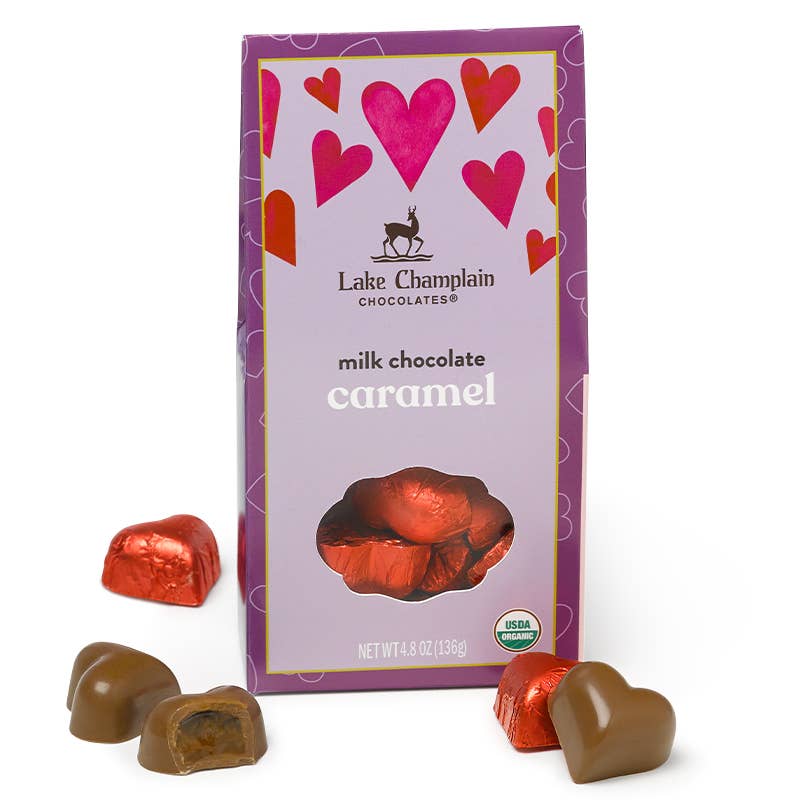 Valentine Hearts Gift Box, Milk Chocolate Caramel, Organic