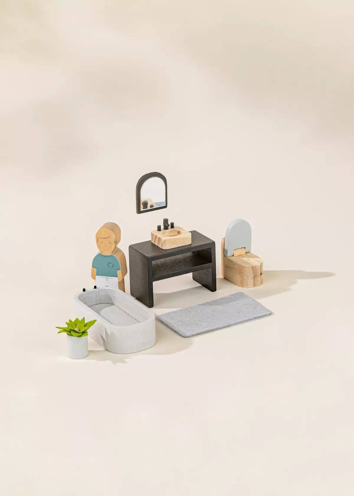 Wooden Doll House Bathroom Furniture (6pcs)