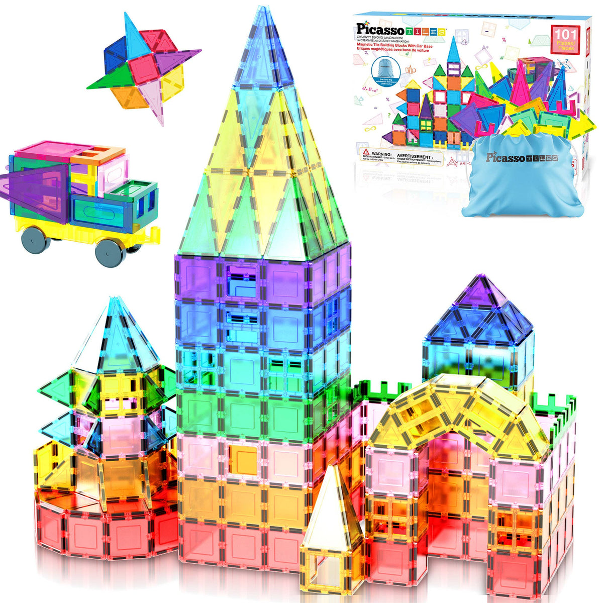 PicassoTiles 101pc Magnetic Tile Building Blocks