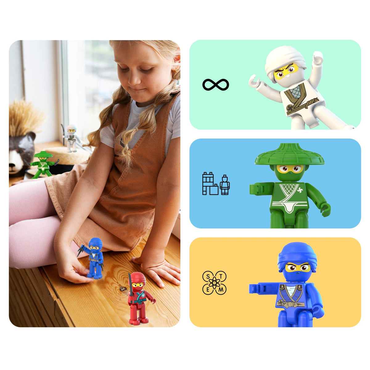 PicassoTiles 4pc Ninja Magnetic Action Figures