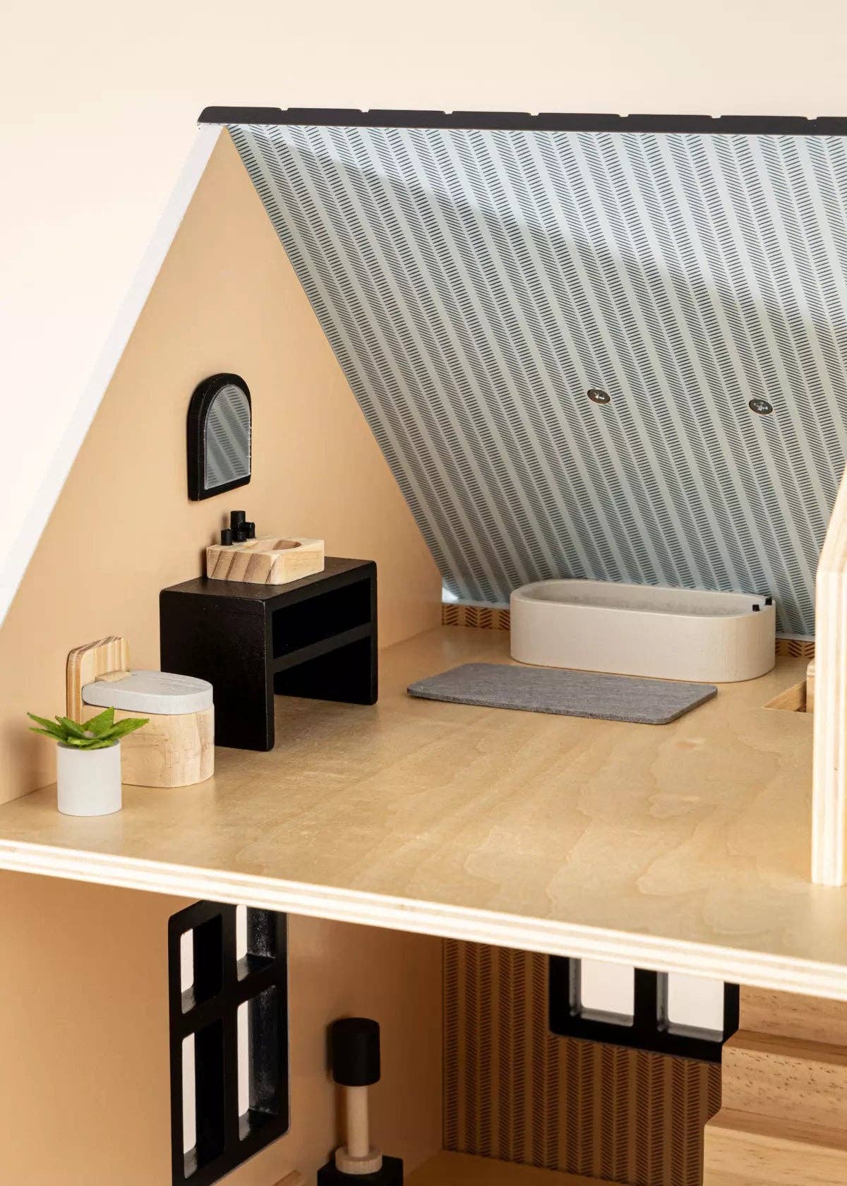 Wooden Doll House Bathroom Furniture (6pcs)