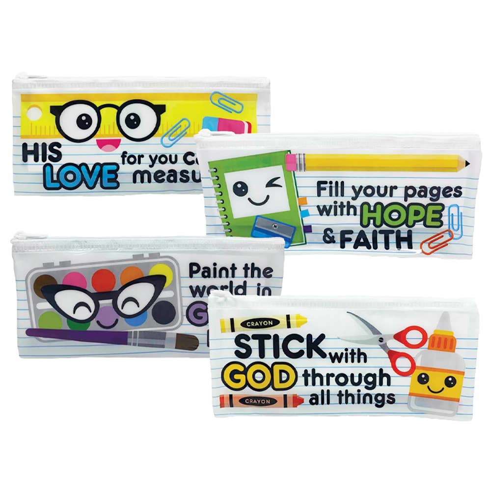 Pencil Cases - Assorted Wording - Pack 12