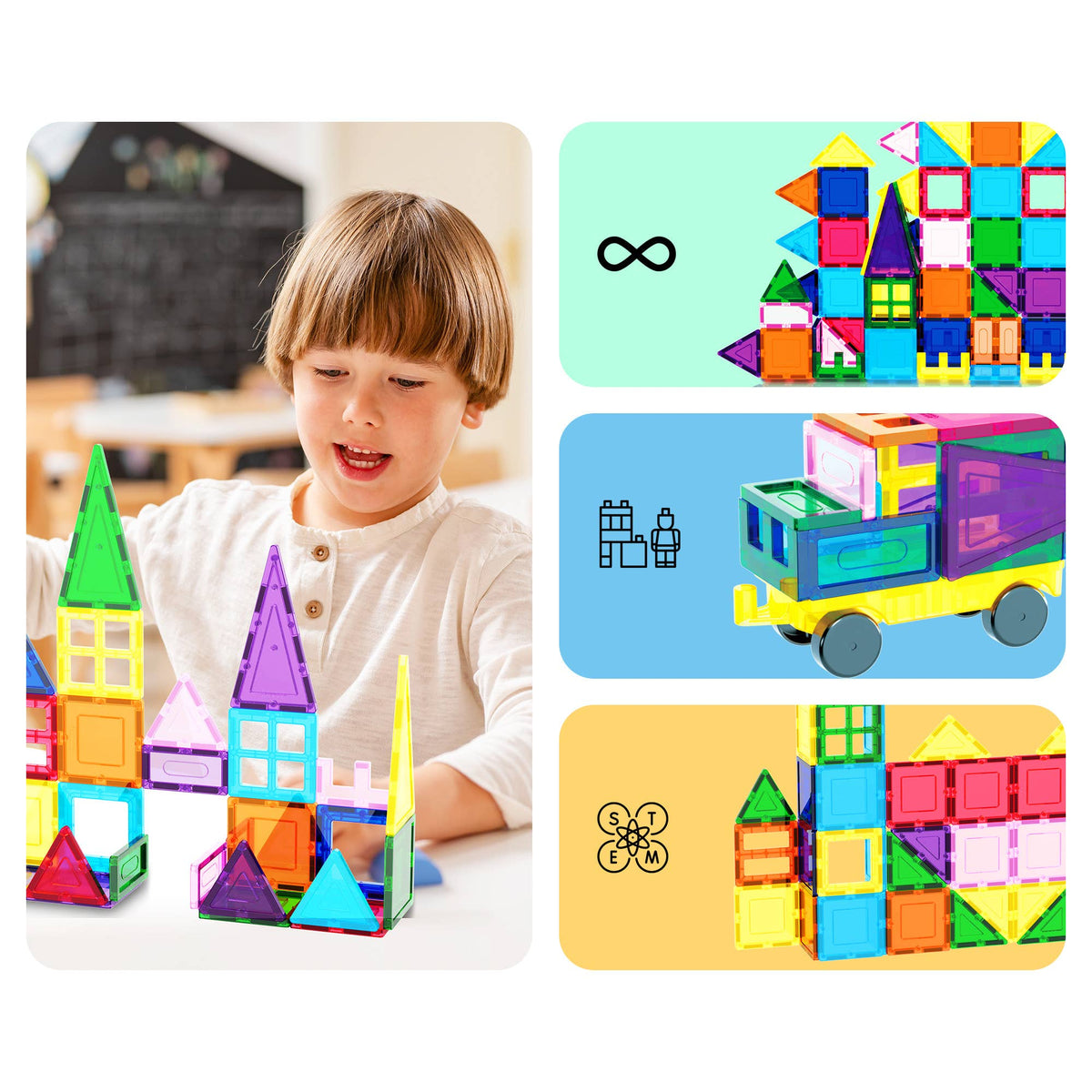 PicassoTiles 101pc Magnetic Tile Building Blocks