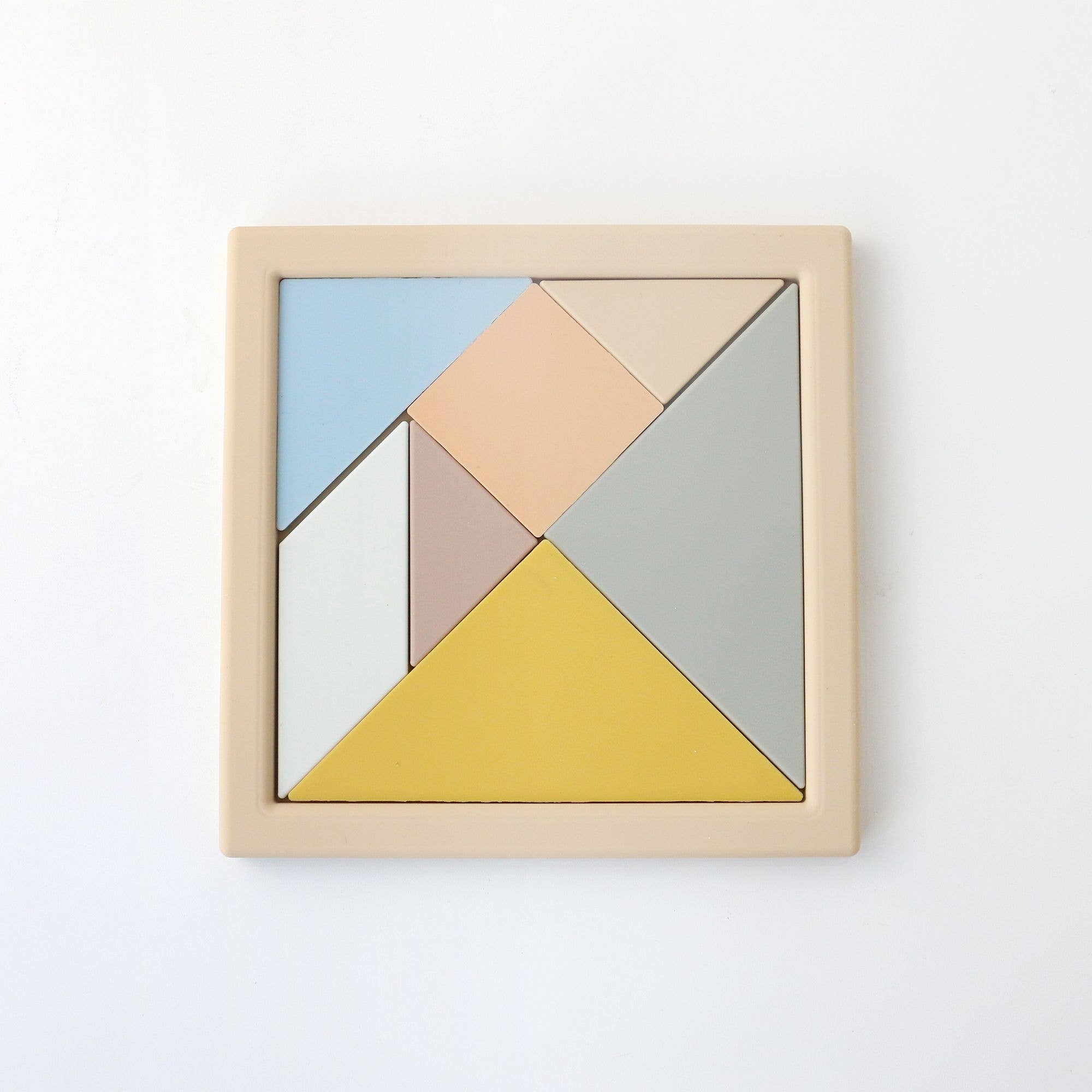 Silicone Tangram Puzzle Board – Montessori Shape & Logic Toy