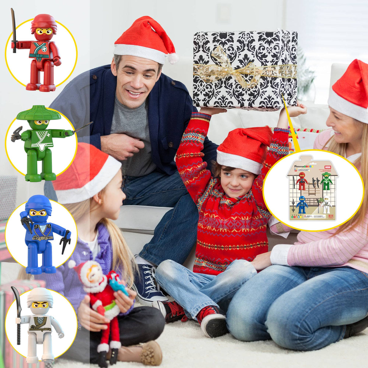 PicassoTiles 4pc Ninja Magnetic Action Figures