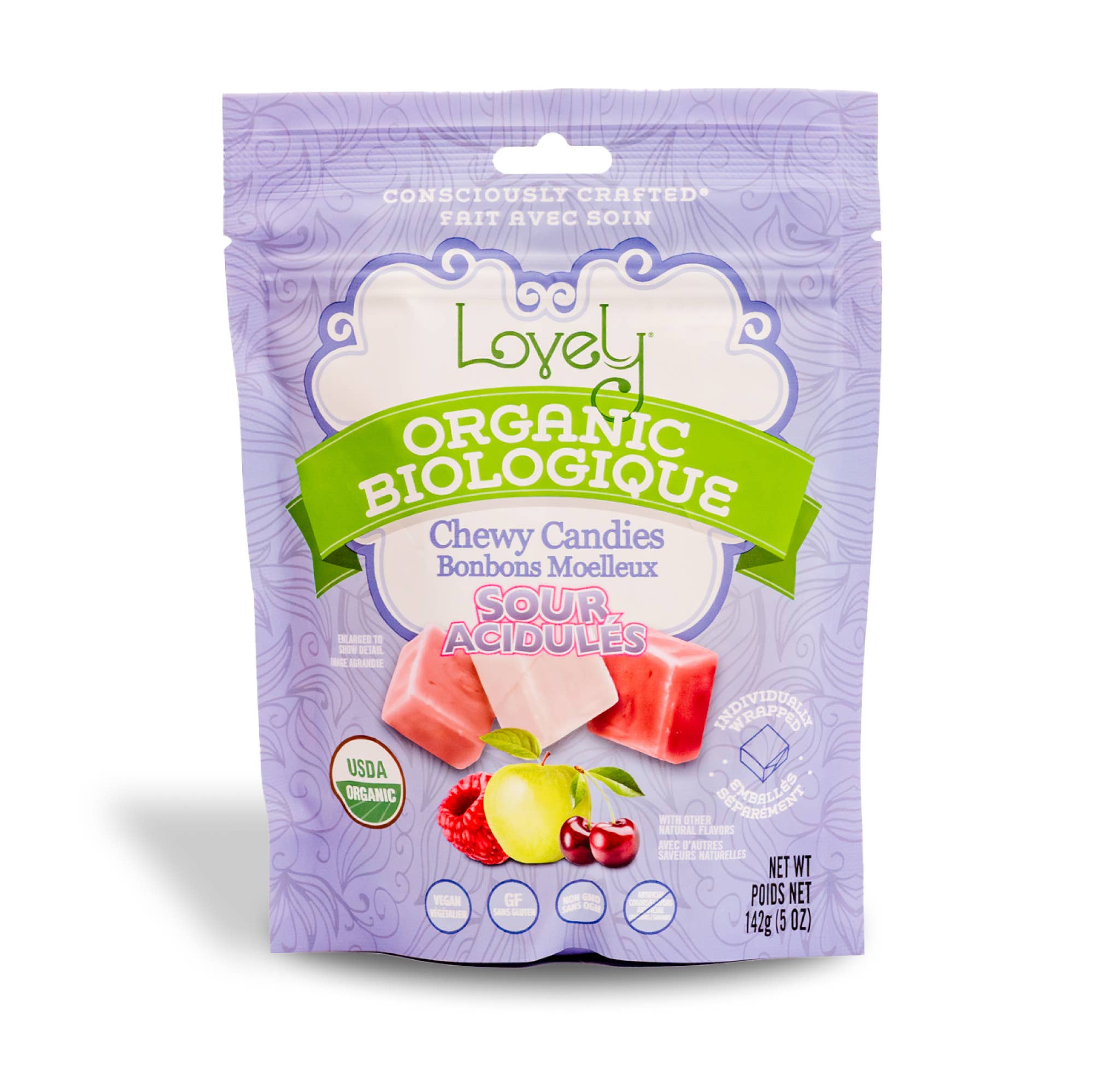 Organic Sour Chewy Candies -  Gluten Free Candy, No Dyes