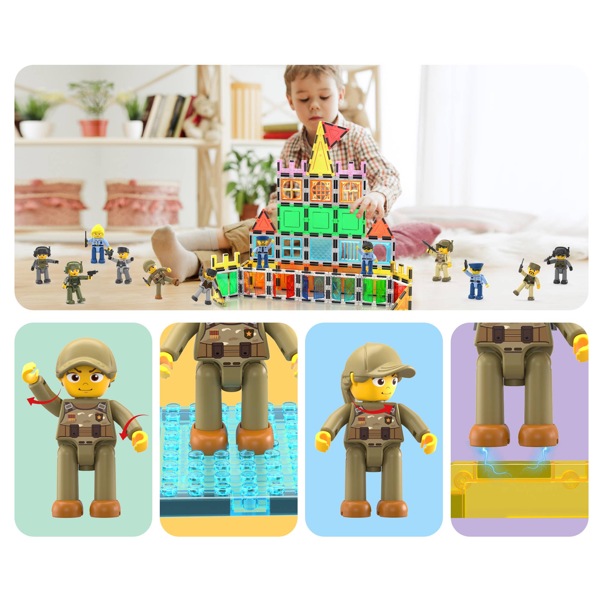 PicassoTiles 12pc Law Enforcement Magnetic Action Figures