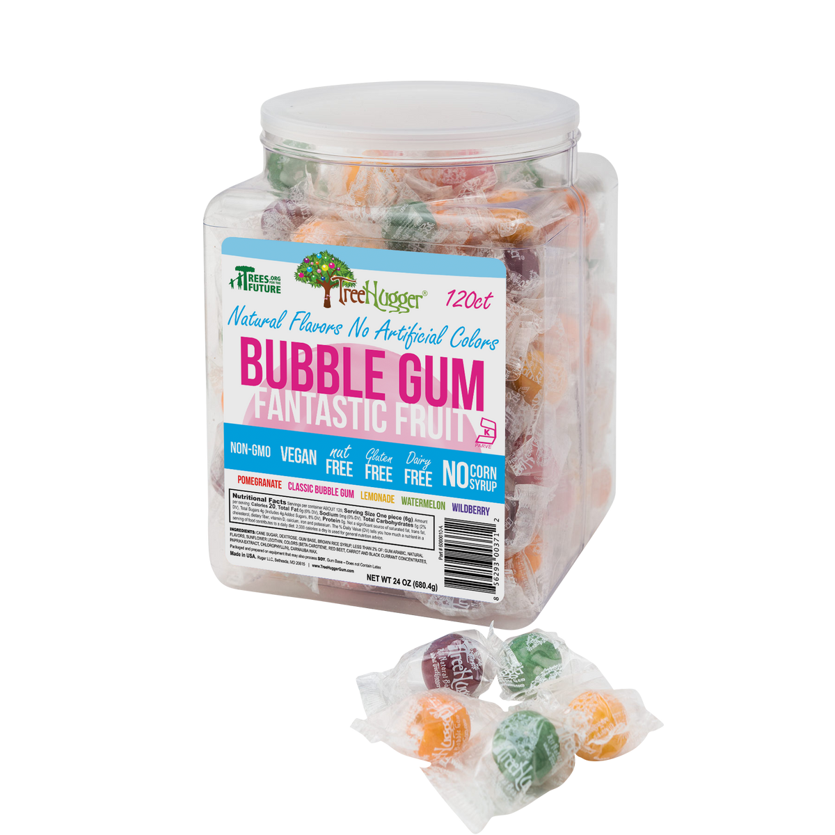 Tree Hugger Bubble Gum Fantastic Fruit 120-Count Tub