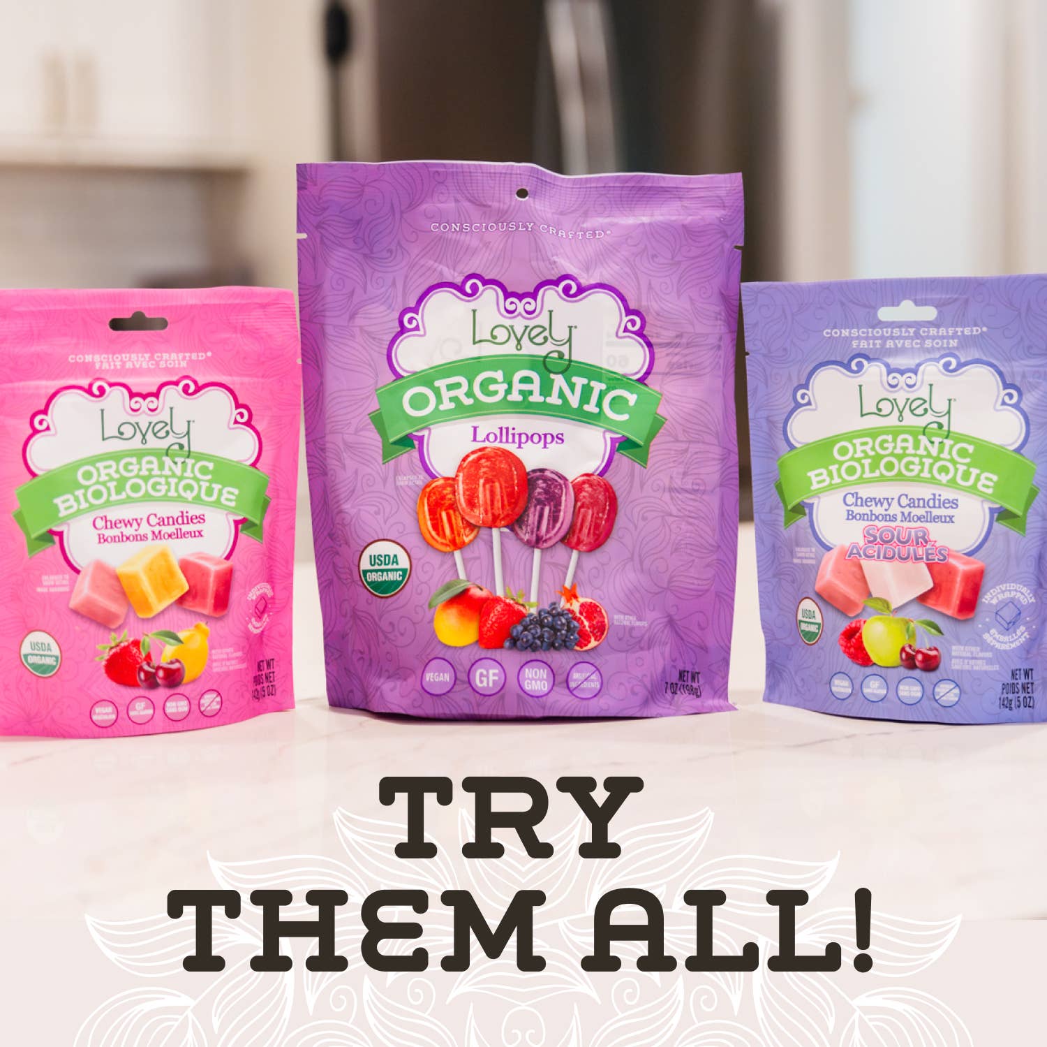 Organic Chewy Candies 1.8oz Single Serve Bags - 24 Pack