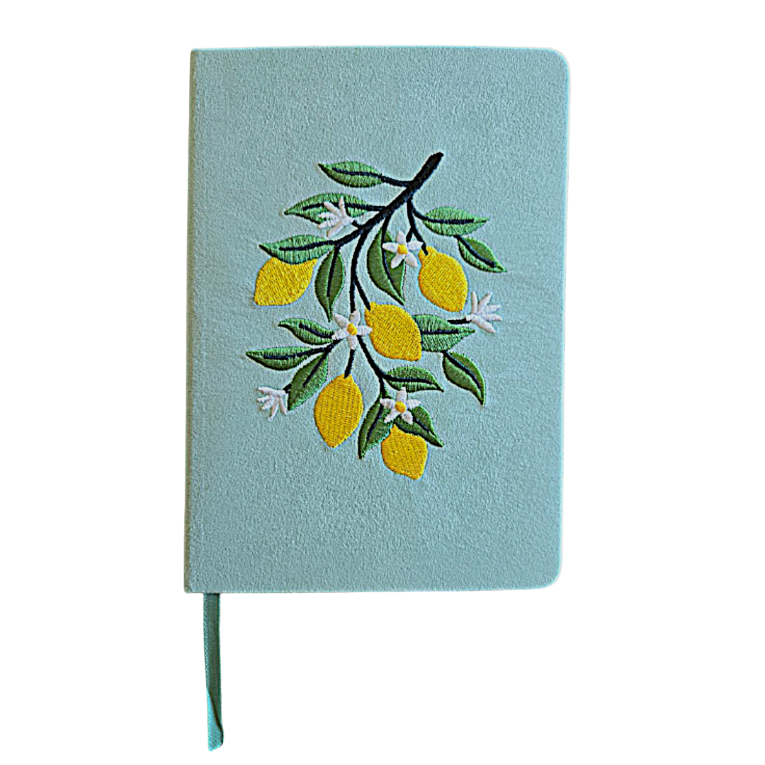 Lemon Embroidered Journal Notebook