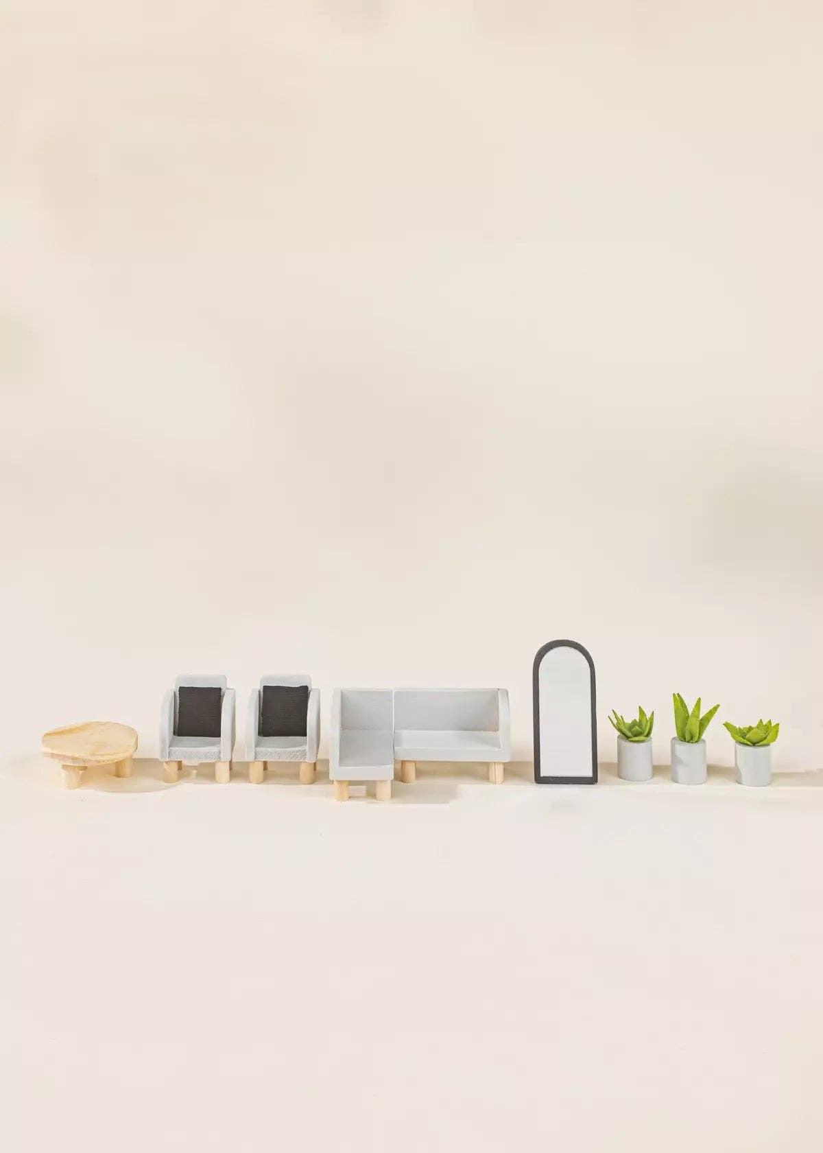 Wooden Doll House Living Room Furniture (10pcs)