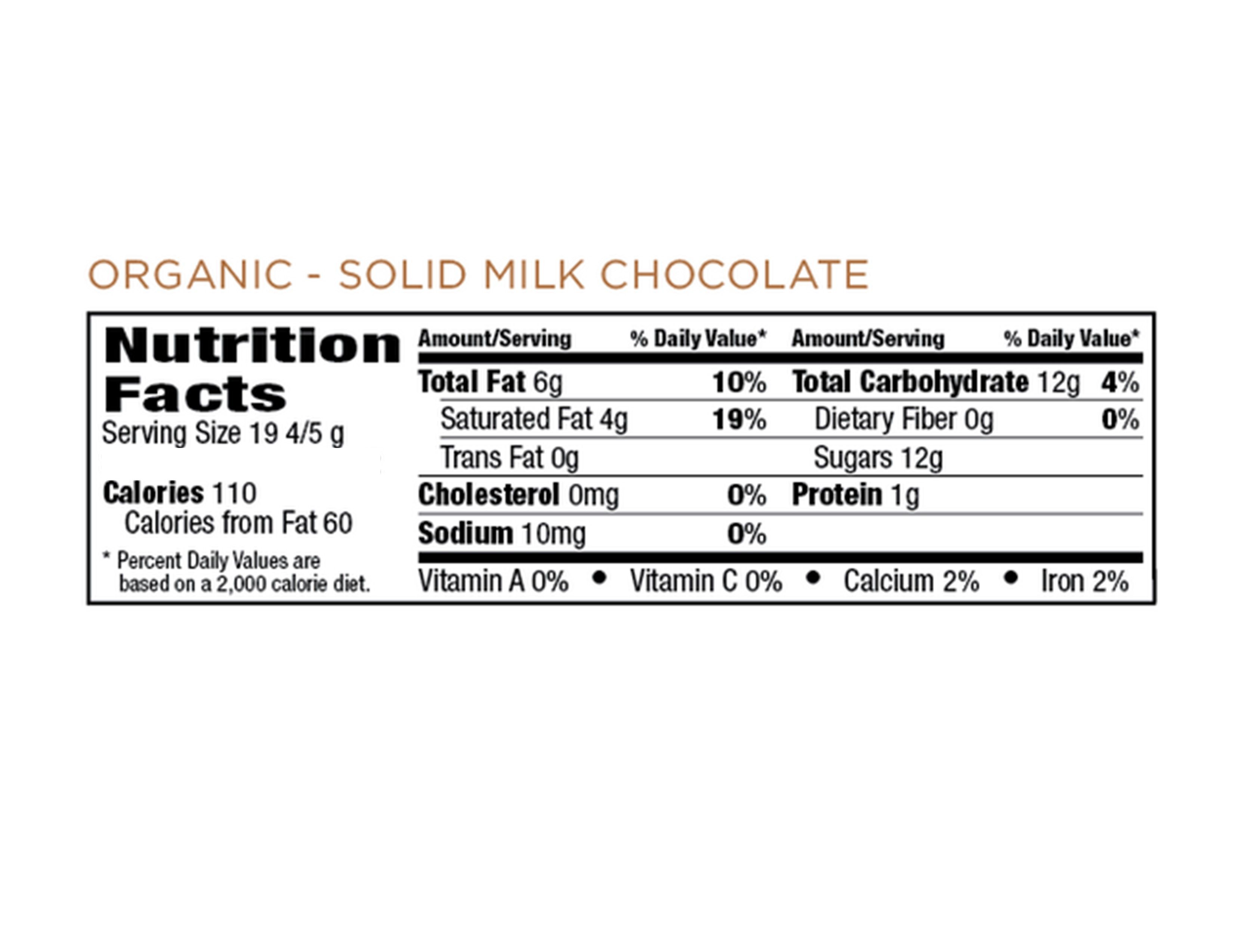 Organic Solid Milk Chocolate Mini Bars, 0.7 oz