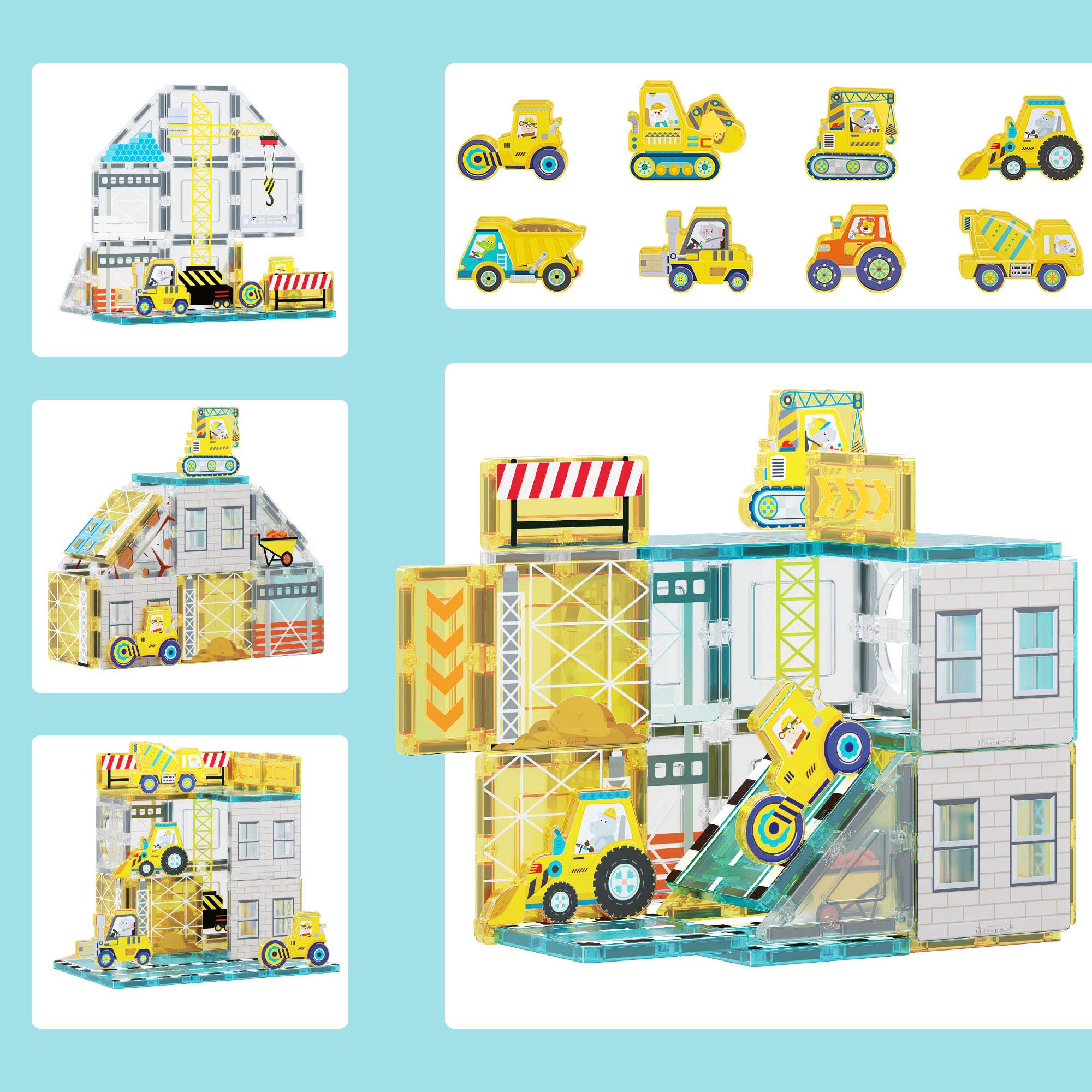 PicassoTiles 45pc Construction Magnetic Tile Building Set