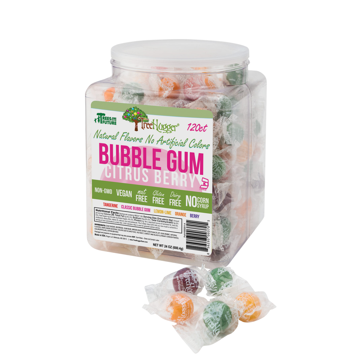 Tree Hugger Bubble Gum Citrus Berry 120-Count Tub-