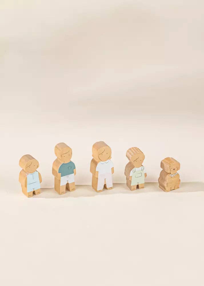 Set of 5 Family Wooden Doll House Characters