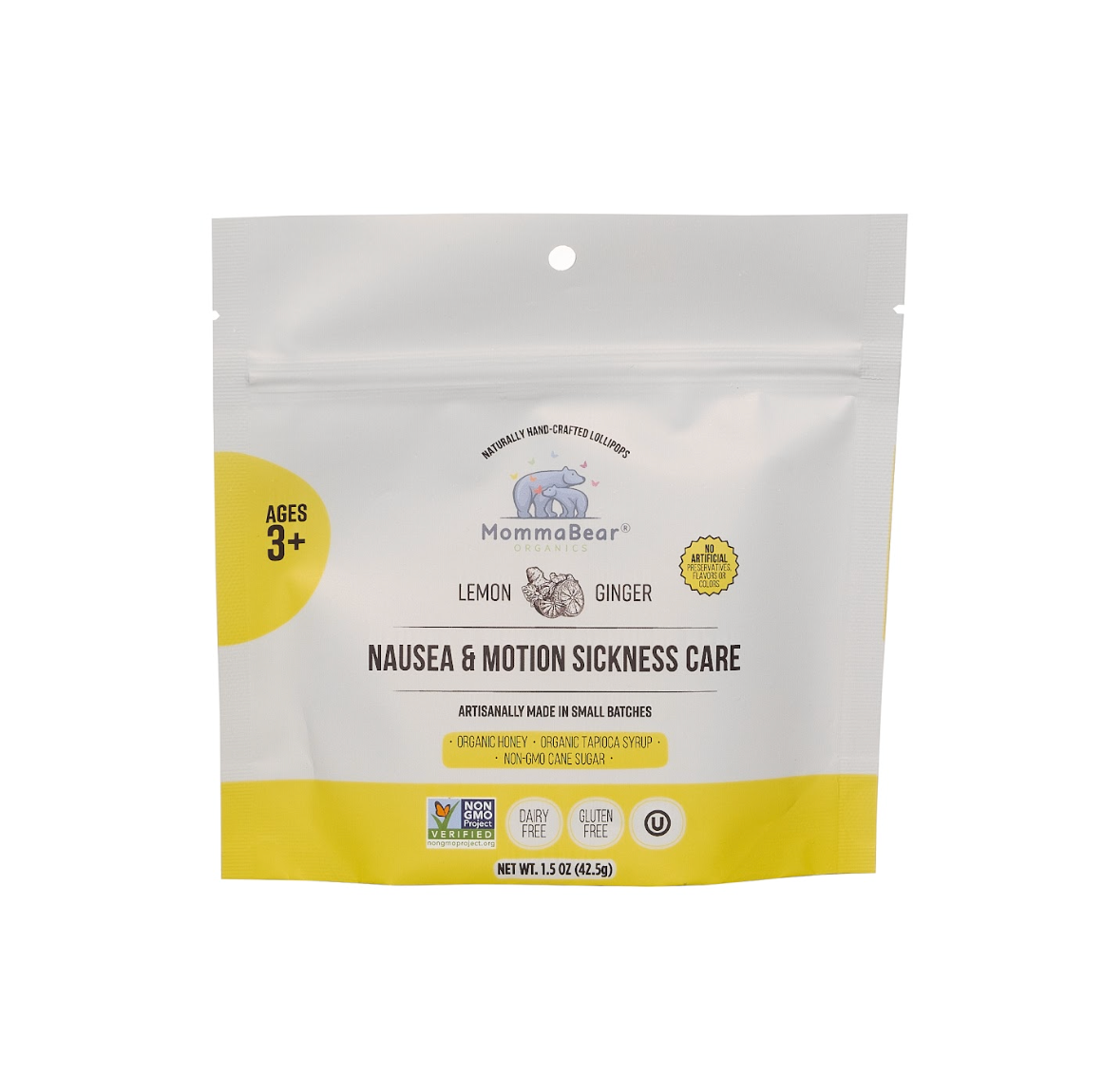 Nausea & Motion Sickness Aid Lollipop; Lemon, Ginger, Honey