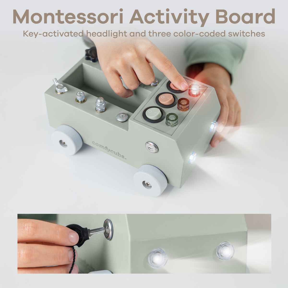 Busy Board Truck Toy Set with LED Light Switch for Kids 3+