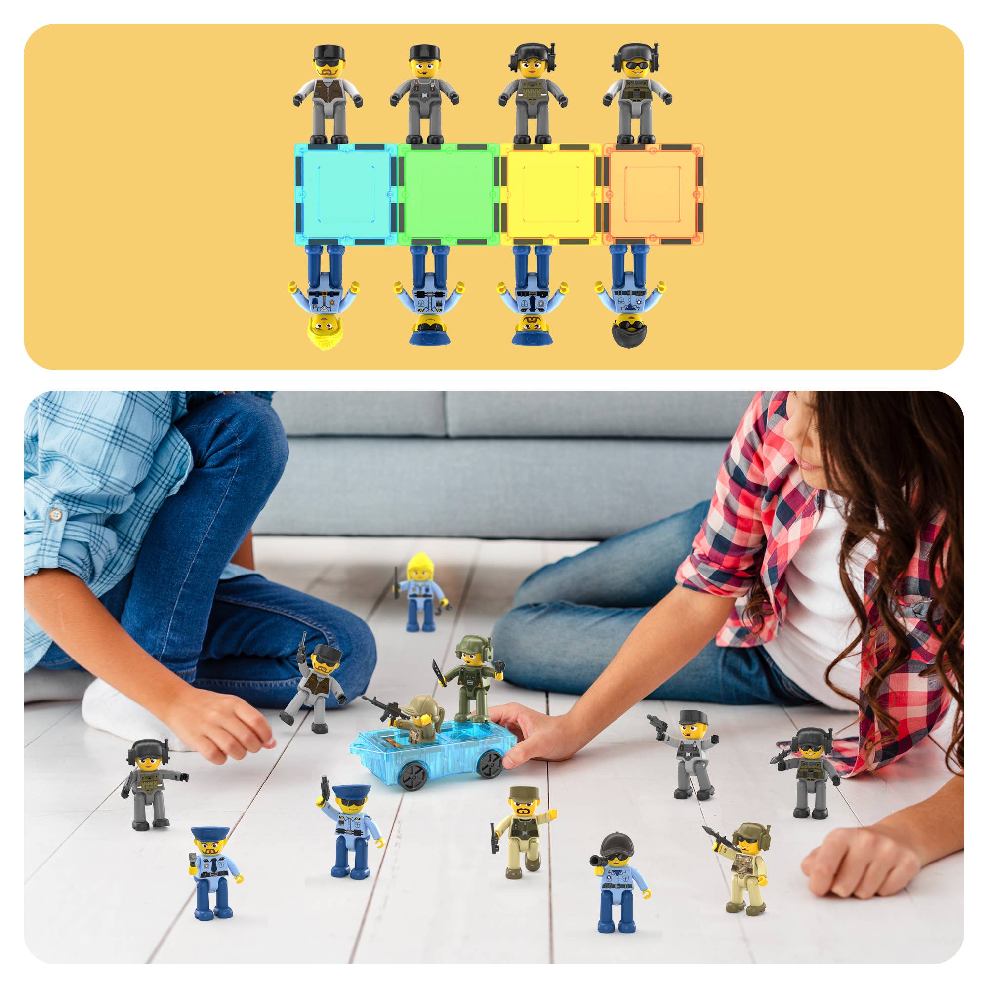 PicassoTiles 12pc Law Enforcement Magnetic Action Figures