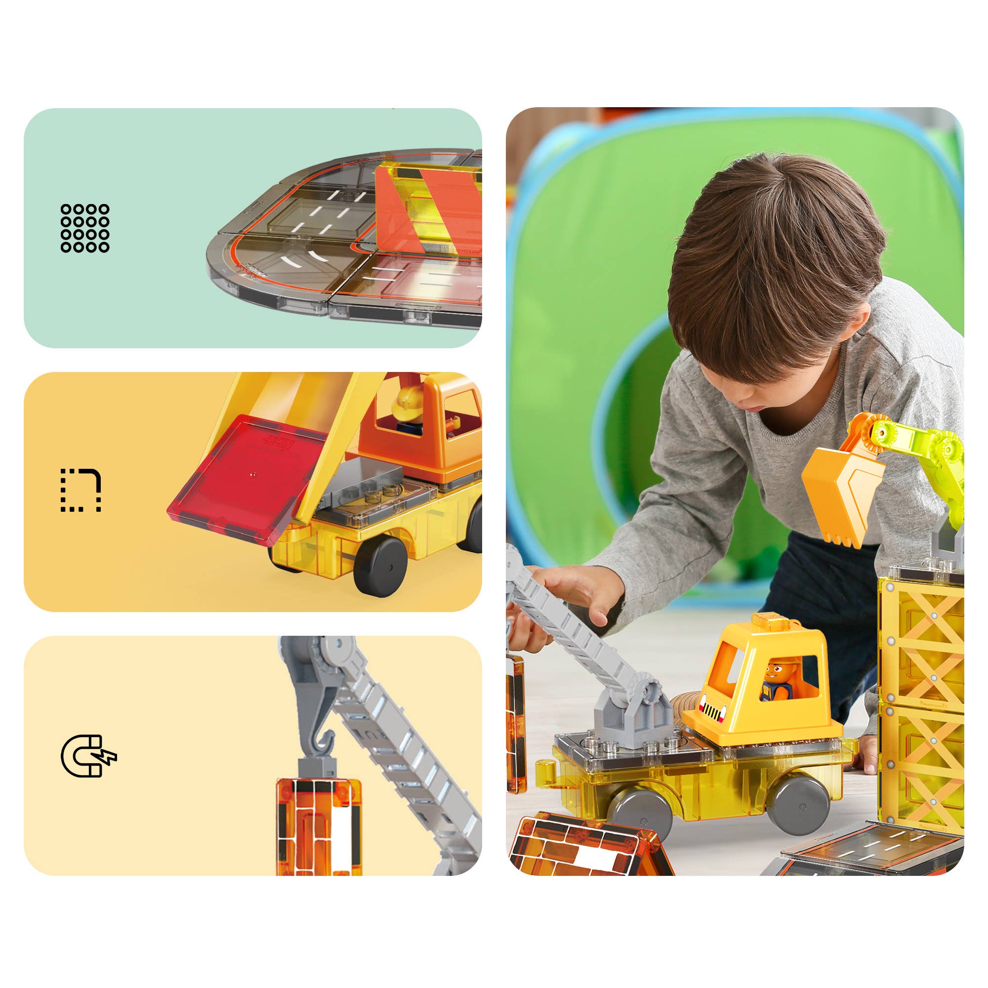 PicassoTiles 50pc Construction Magnetic Tile Building Set